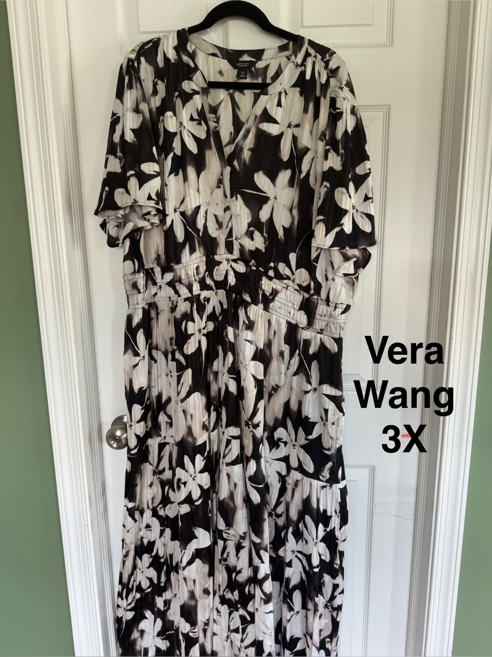 Vera Wang Black and White Floral Maxi Dress